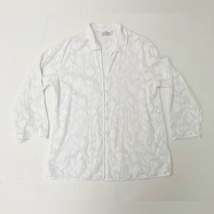 Valentino Intimo womens size large floral design sheer button up long sl…